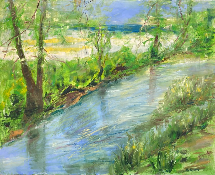 Fluss im Grünen Ölgemälde
